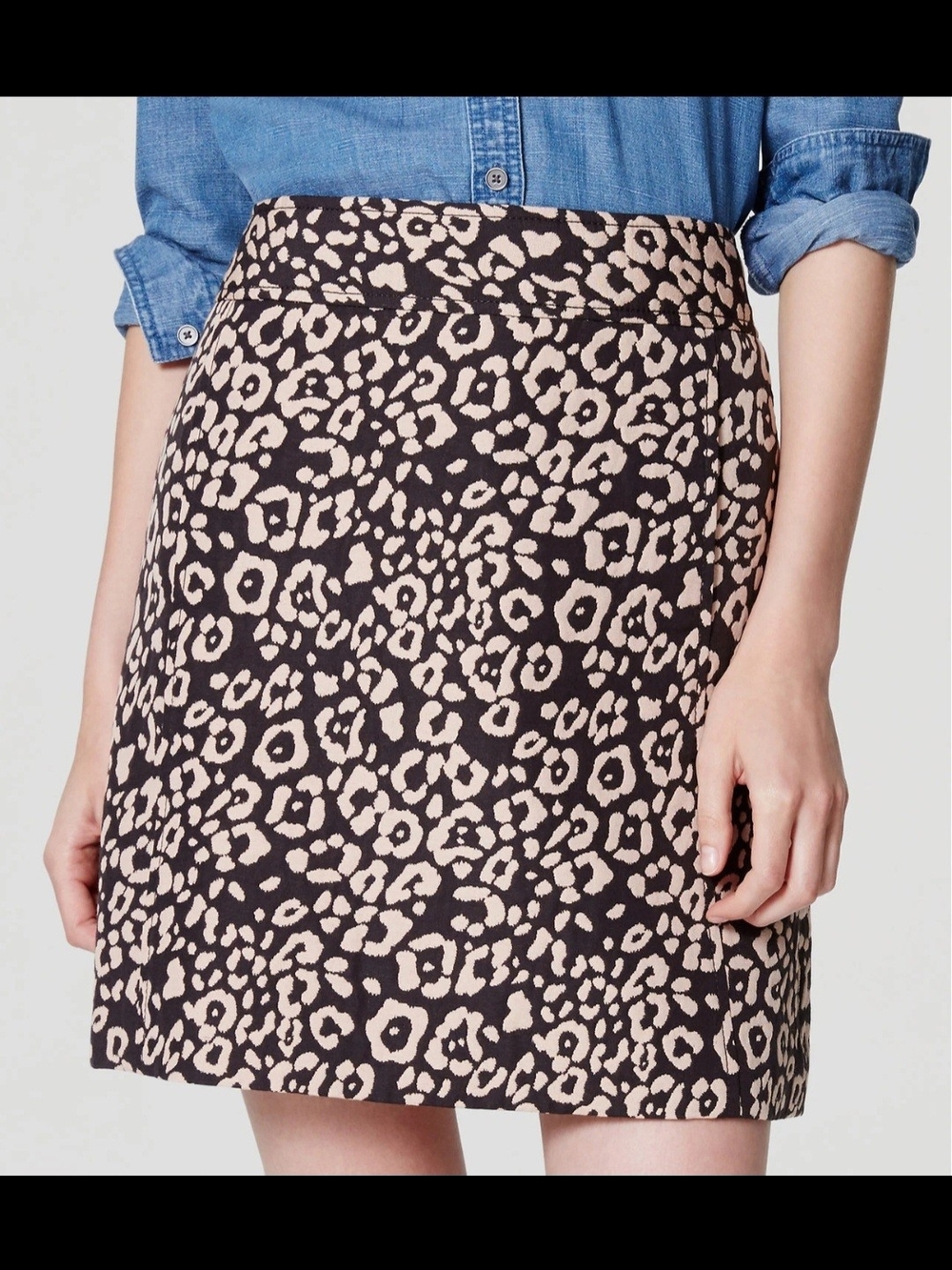 Ann Taylor Loft Spotted Shift Skirt Sz 2  Pockets Animal Print Leopard Office